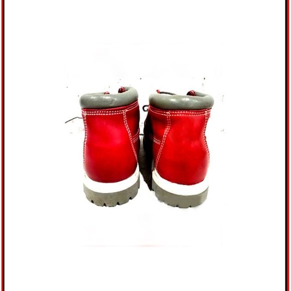 Rare & Unique Women's Deep Red Timberland Top Grade Genuine Leather Boots - Picture 4 of 6